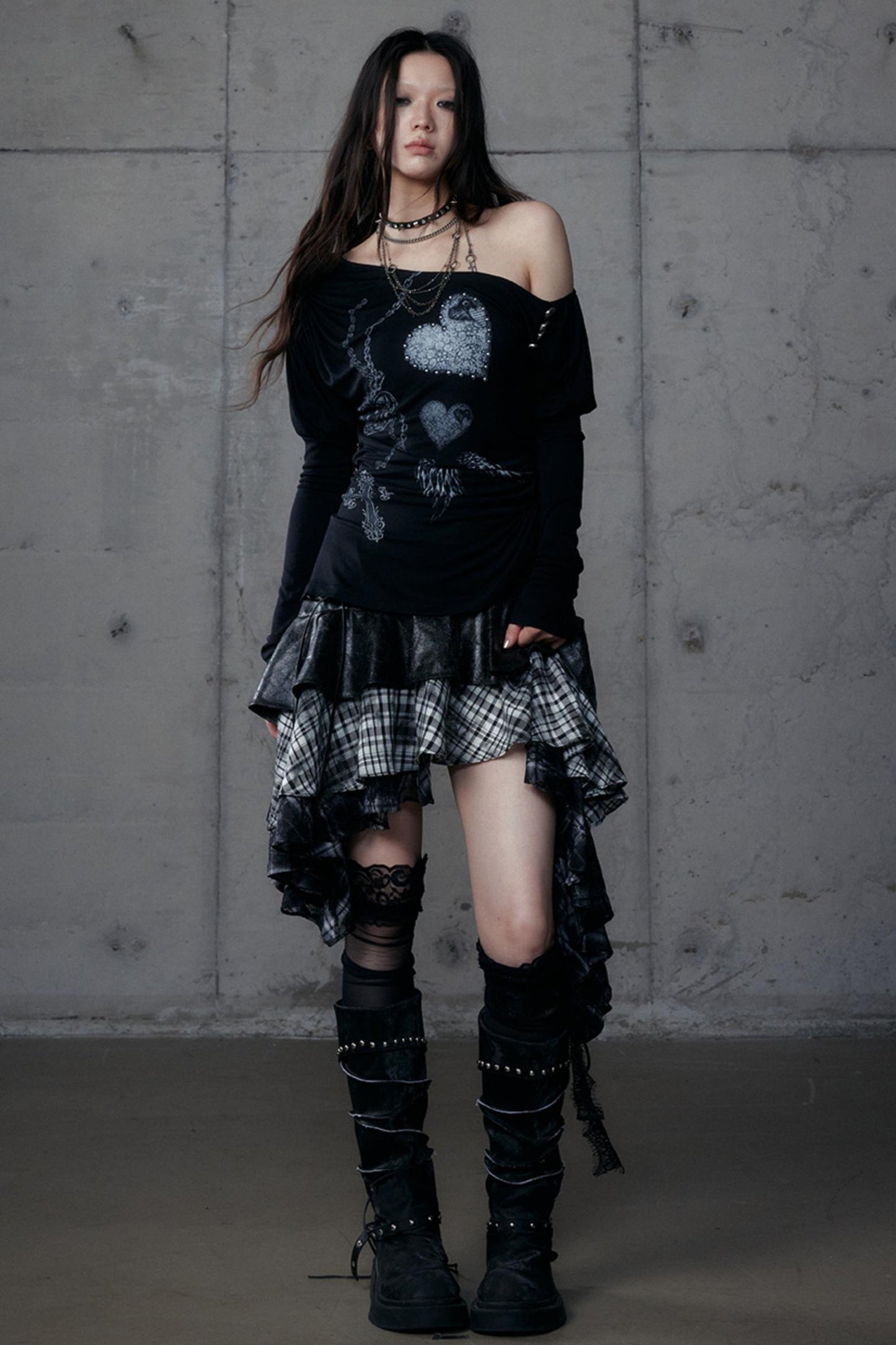 Puff Sleeve Punk Print Shirt