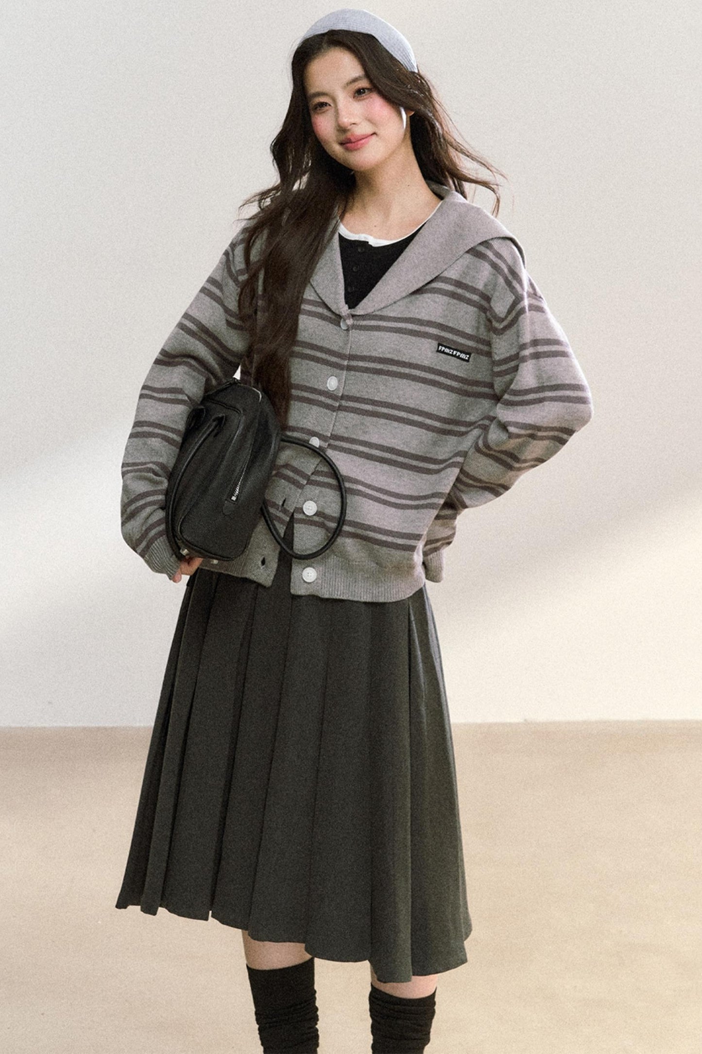 Striped Basic Cardigan Sweater