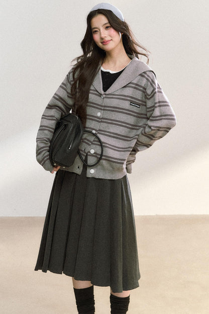Striped Basic Cardigan Sweater