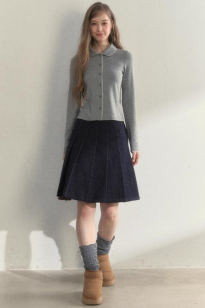 Pink and Gray Doll Collar Top