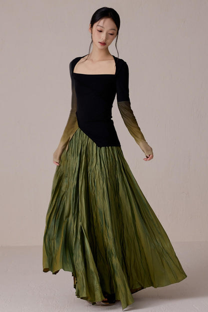 Color-Block Gradient Long Sleeve Tee