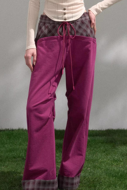 Retro Plaid Patchwork Pants