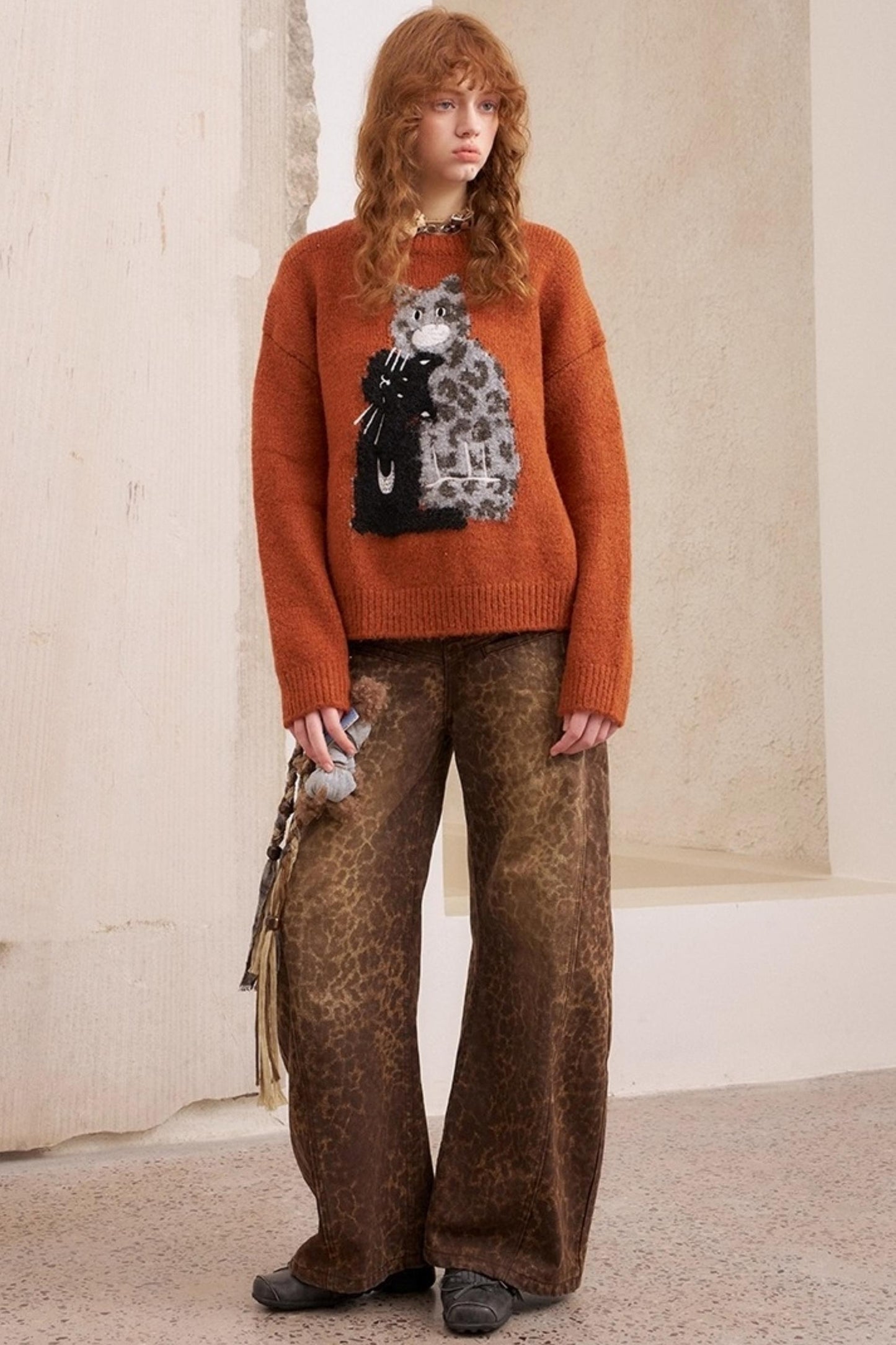 Embroidered Crew Neck Sweater