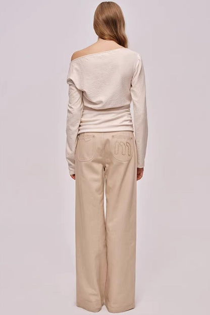 Custom-Dyed Pink Apricot Denim Pants
