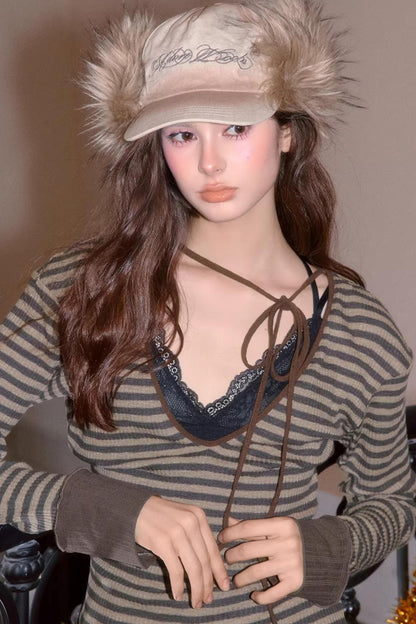 Sweet Tie V-Neck Blouse Top