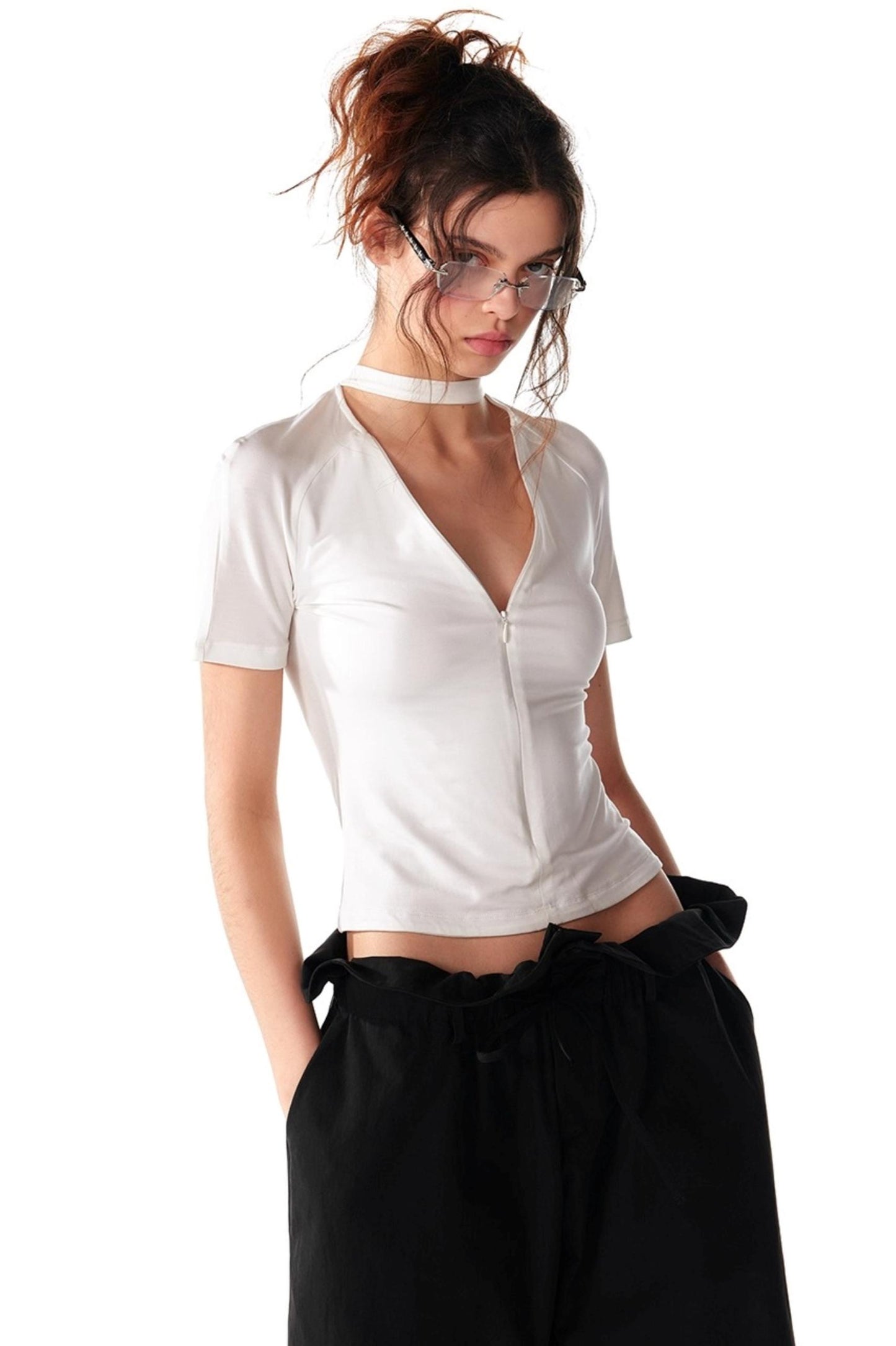 Slim Zipper Raglan Top