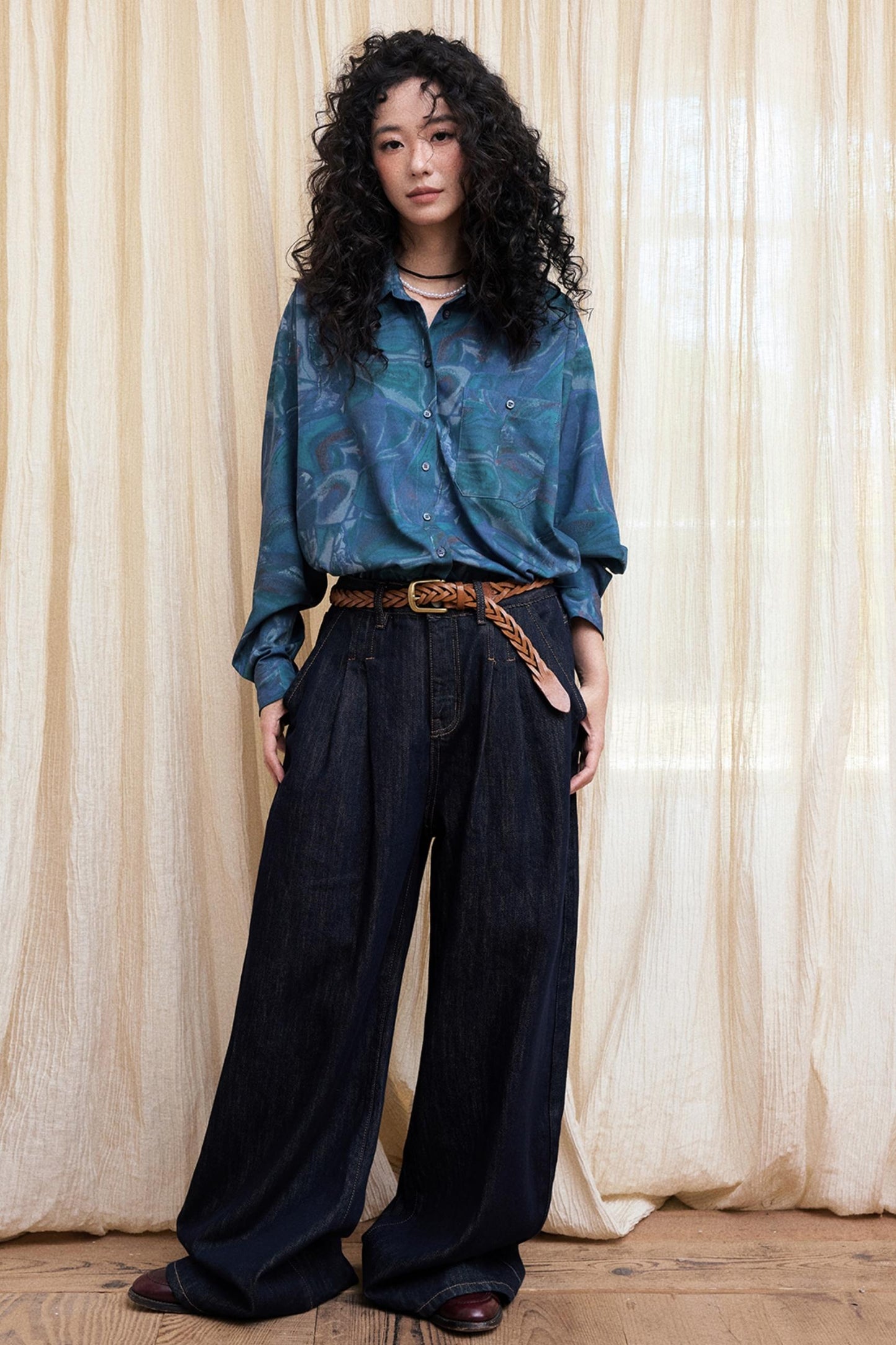 Lazy Breeze Wide-leg Denim Trousers