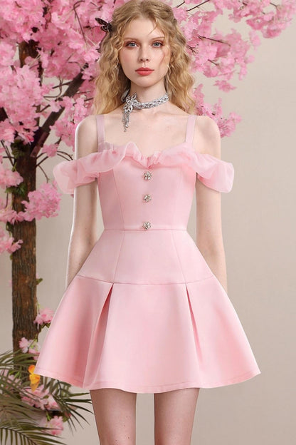 Sweet Temperament Pink Satin Organza Dress