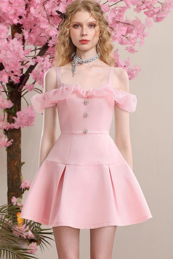 Sweet Temperament Pink Satin Organza Dress