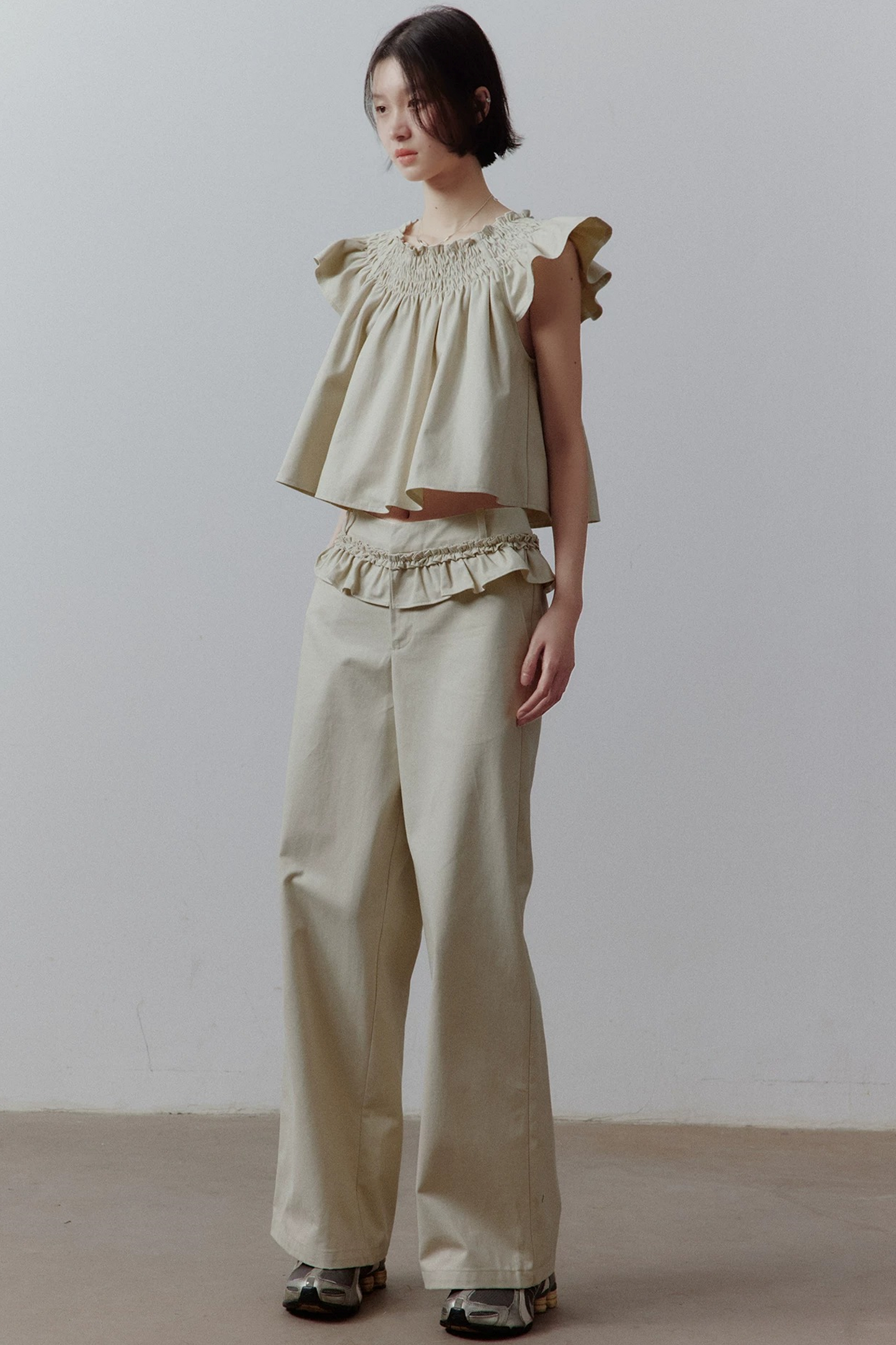 Apricot Gray Babydoll Top