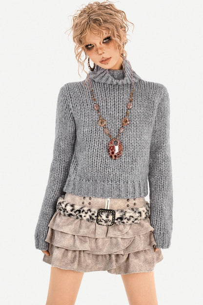 Romantic Chunky Knit Turtleneck Sweater