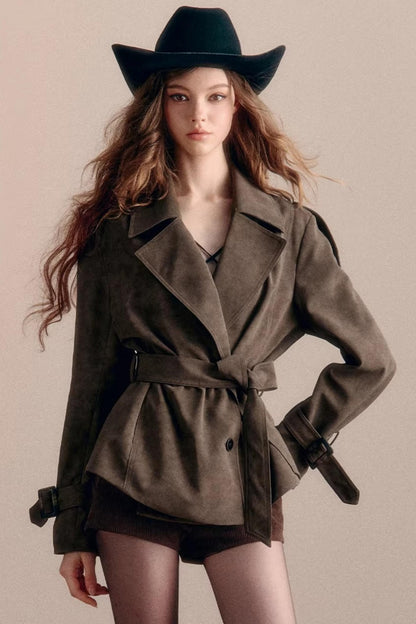 Vintage Windjacke aus Wildlederimitat