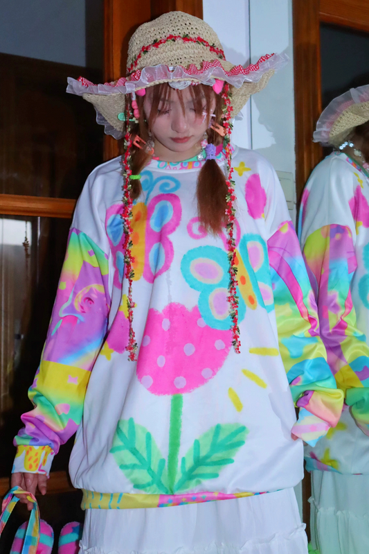 Childlike Butterfly Print Sweater