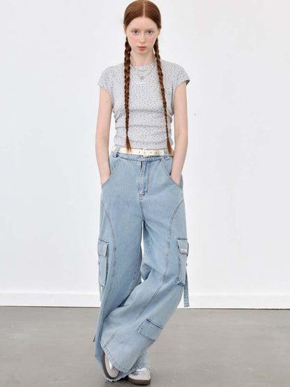 Denim Casual Loose Cargo Pants