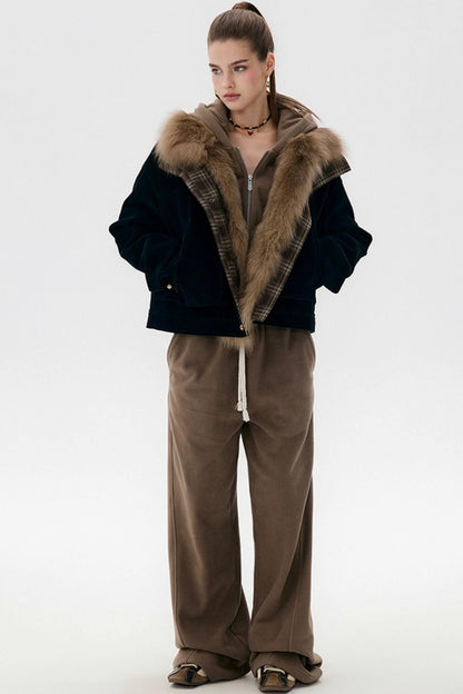 Khaki Fleece Bunny Ear Cardigan Set-Up