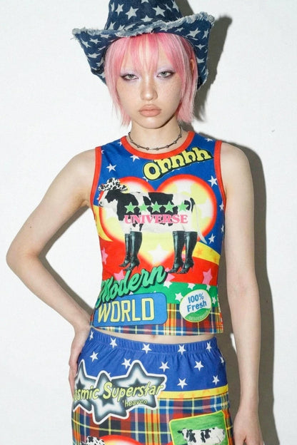 Amerikanisches Y2K-Tanktop mit Print