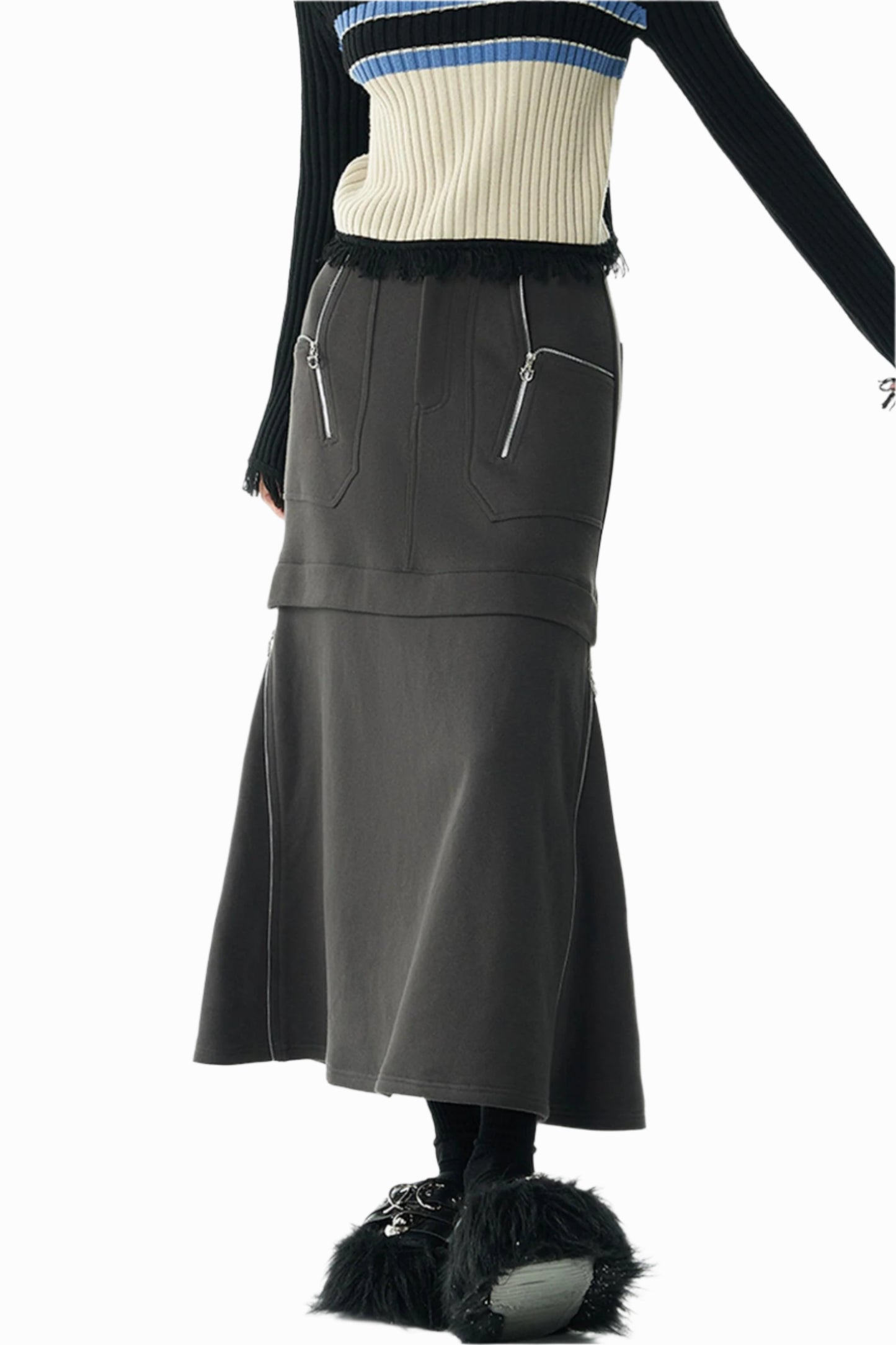 Commuter Zipper Slit Skirt