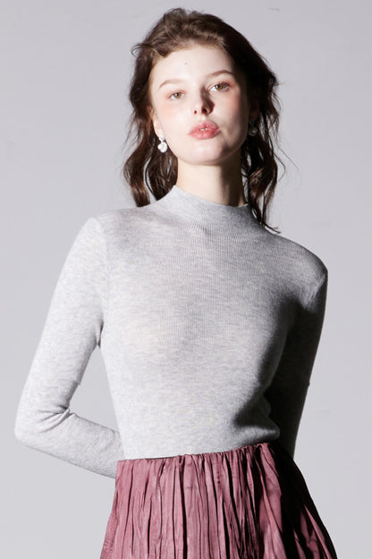 Superfine Wool Half-High Collar Top