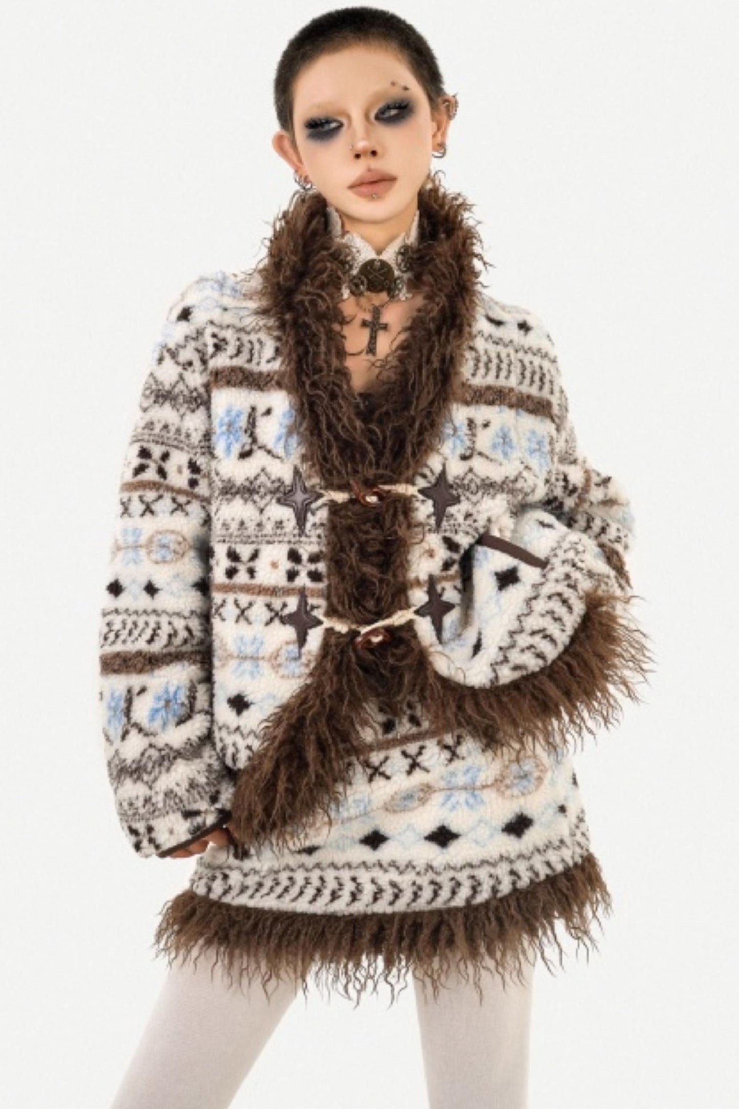 Fair Isle Lamb Wool Coat