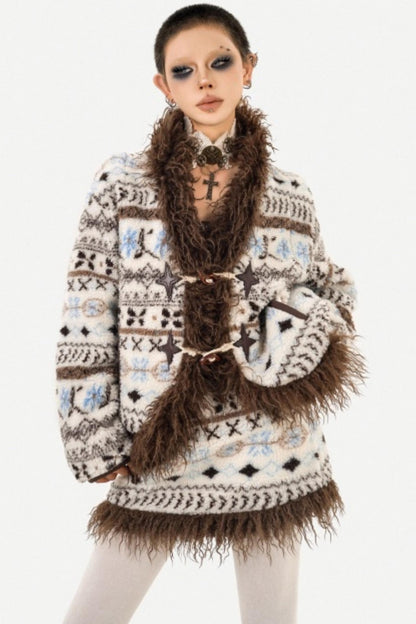 Fair Isle Lamb Wool Coat