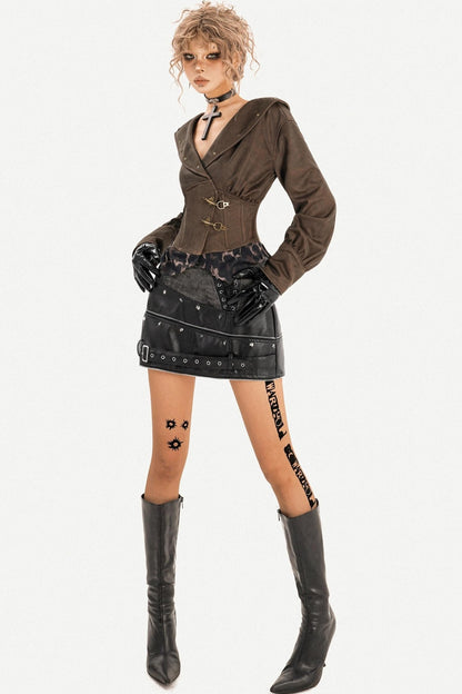 Retro Deep V-Neck Waist Top