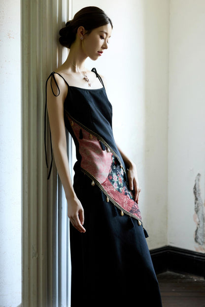 Slim Fit Vintage Black Sundress