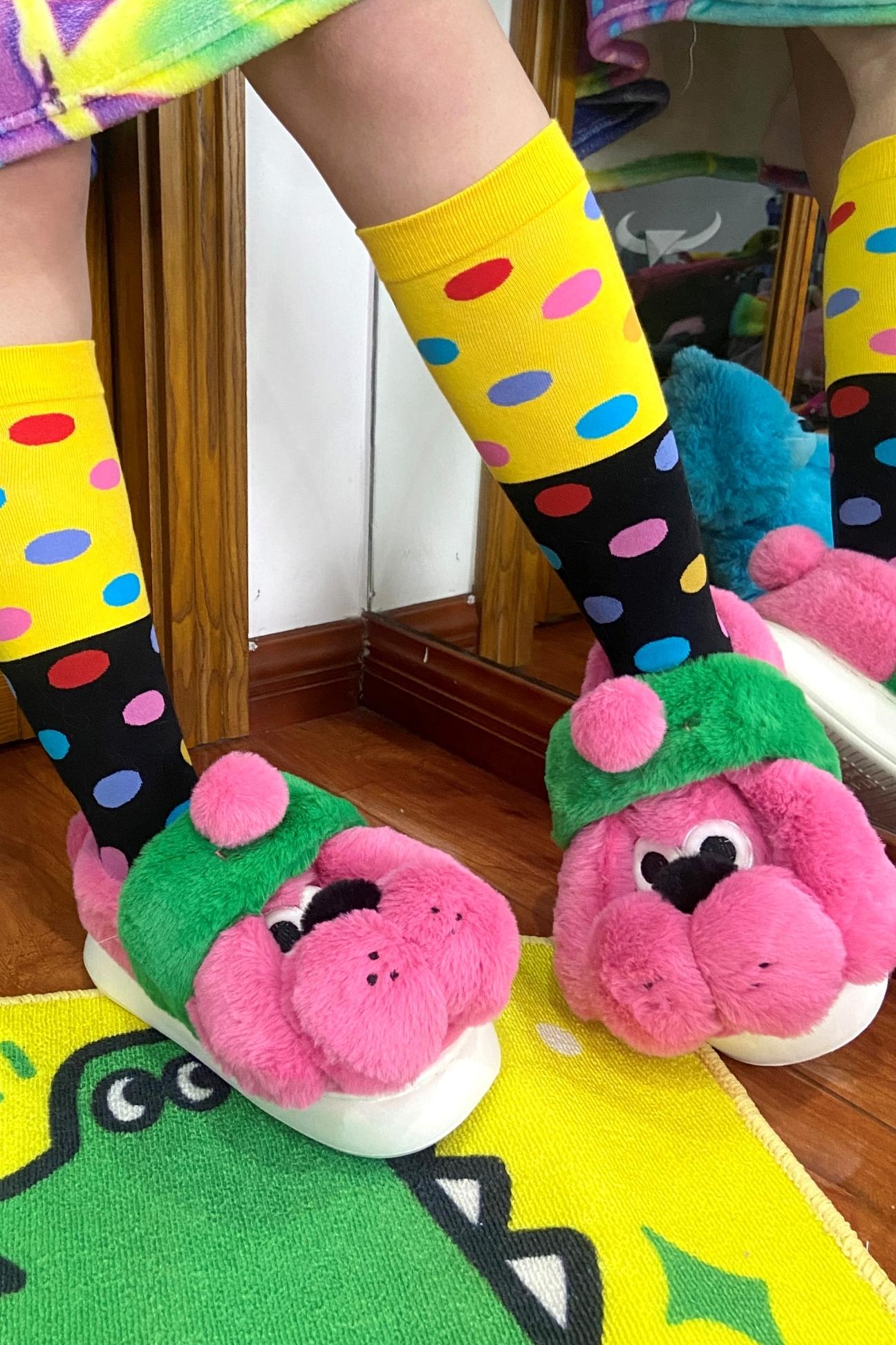 Color-Block Polka Dot Socks