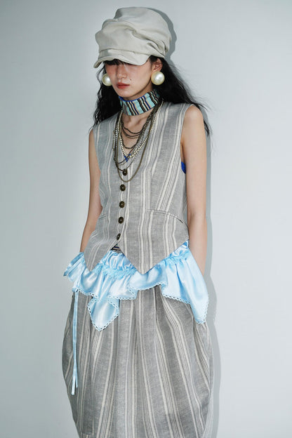 Shimmering Satin Short Skirt Curtain