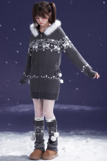 Fair Isle Cat Knit Coat