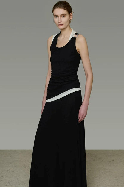 Contrasting Color Knitted Two-Piece Set-Up