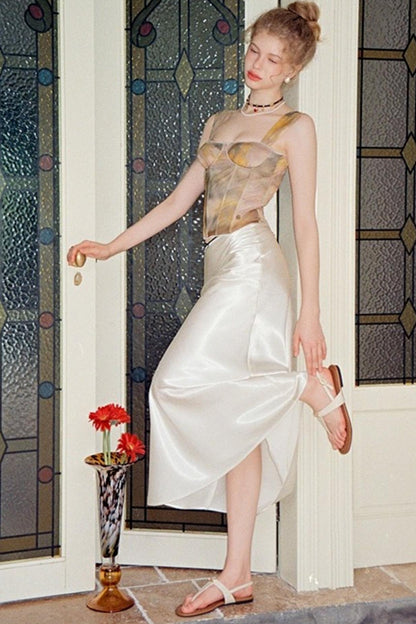 Uena Satin Lace Bow Skirt