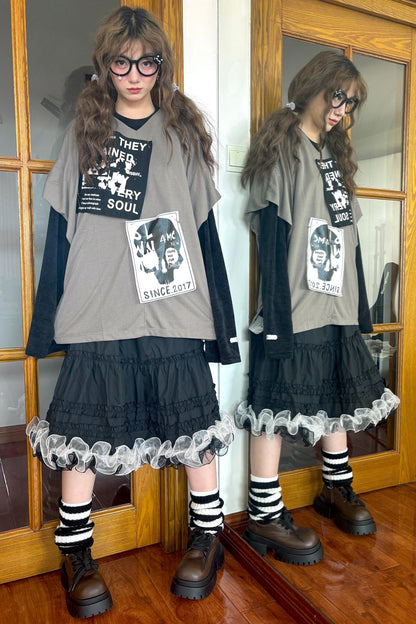 Dark Punk Chenille Sweatshirt Set