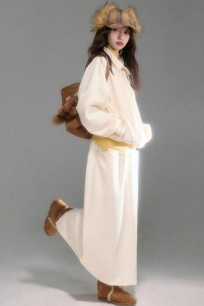 Moroccan Quilted Texture Sweatshirt Skirt Set-Up