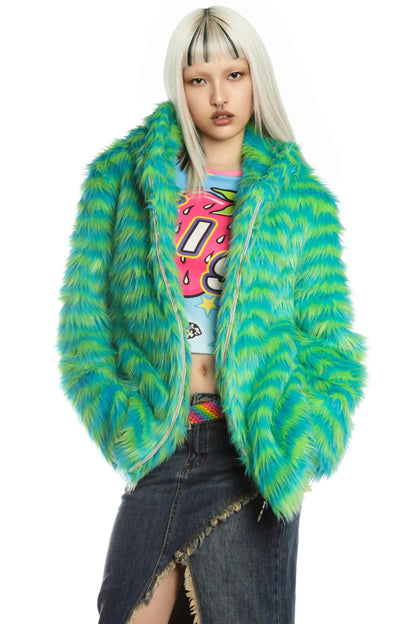 Green Fur Hooded Jacket
