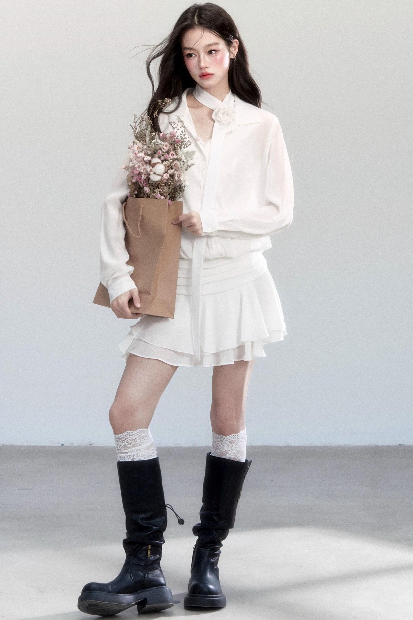 Cherry Blossom Waist Ruffle Dress