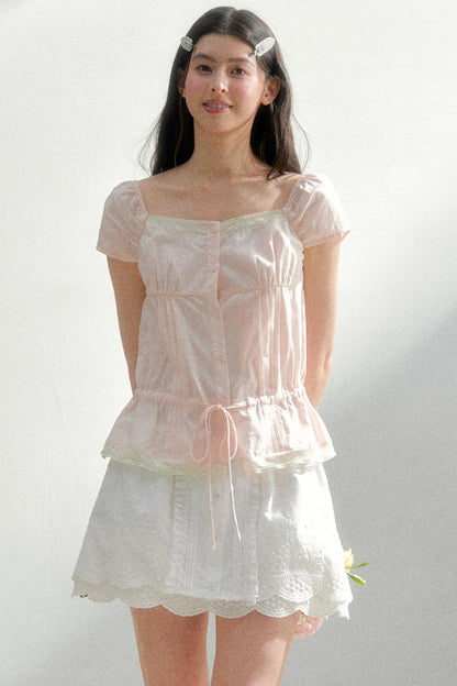 Pure White Embroidered A-Line Skirt