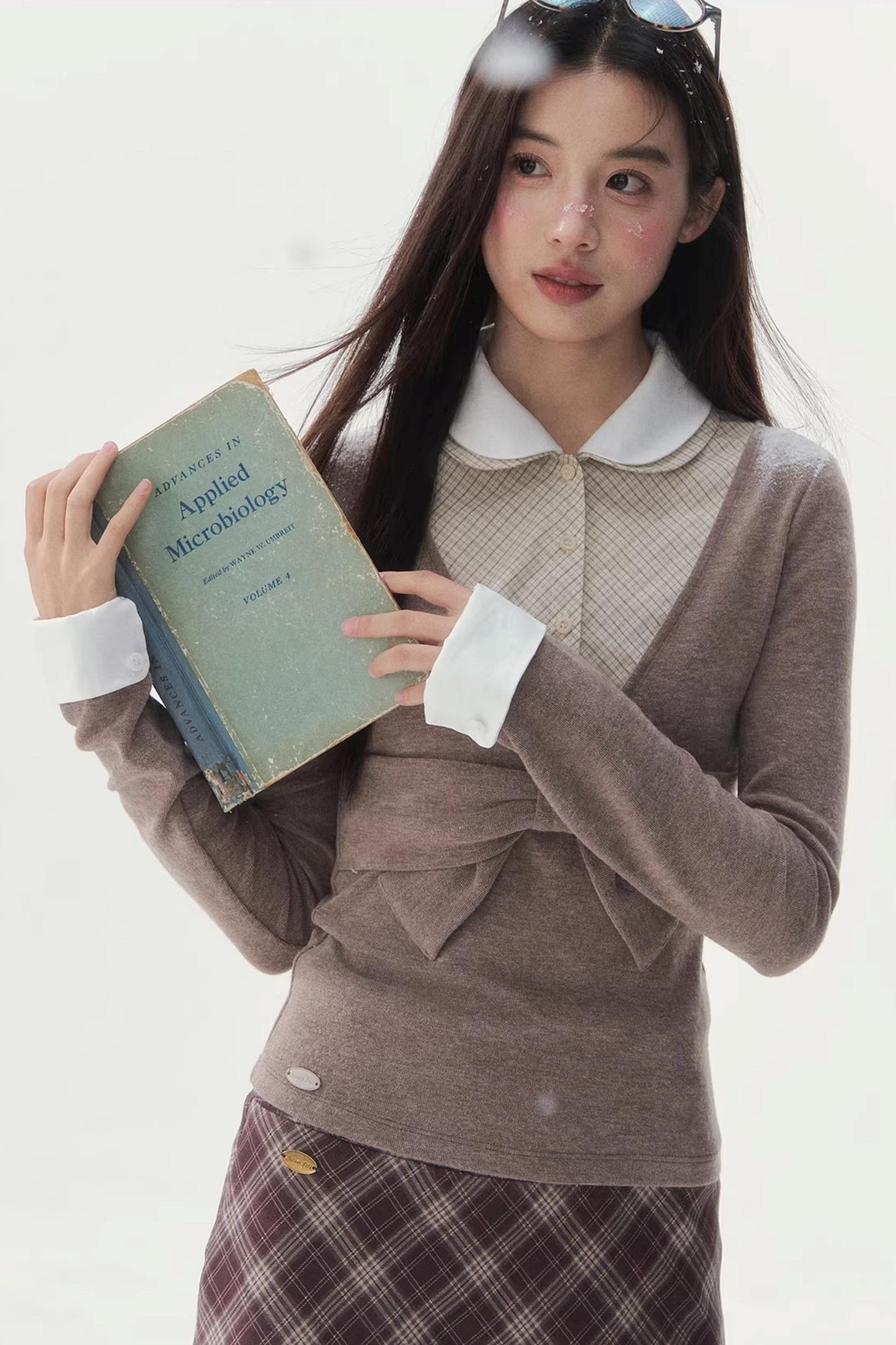 Doll Collar Faux Three-Piece Design Top