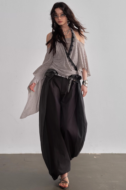 Falten Patchwork Laternenhose