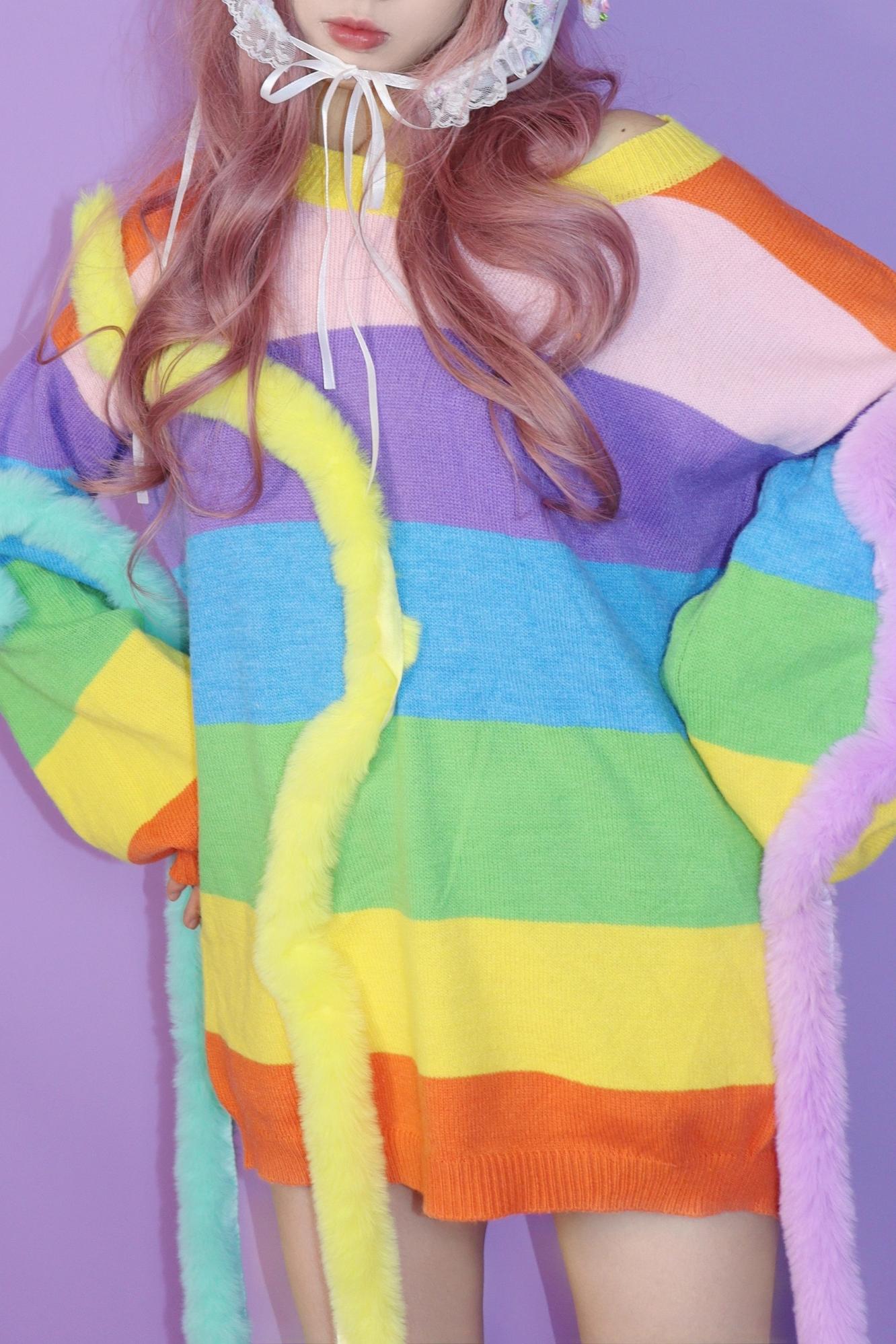 Rainbow Striped Knitted Jumper