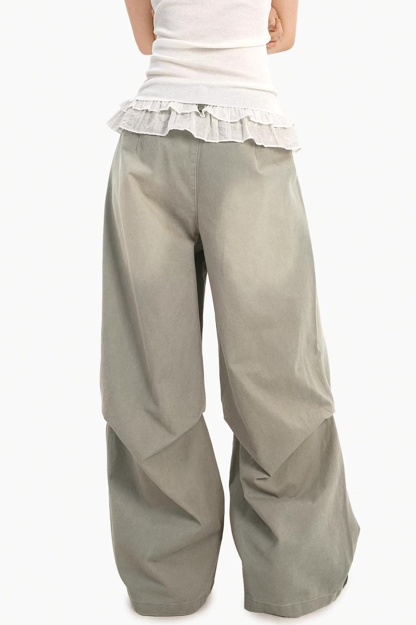Lace Drawstring Wide-Leg Pants
