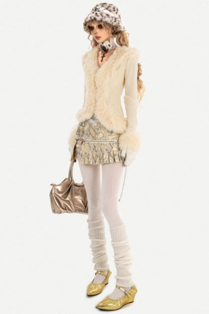 Retro Snake Print Leather Skirt