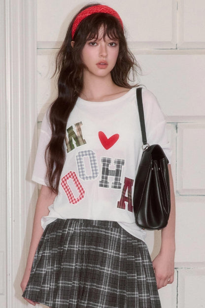 Fall Plaid Patch T-shirt