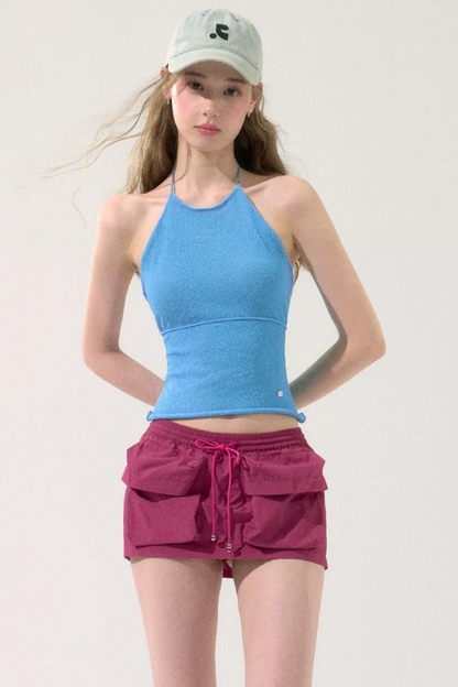 Spicy Backless Knitted Halter Vest