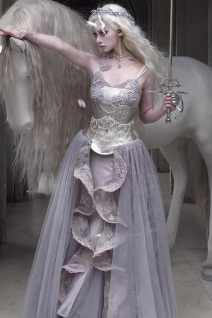 Moonlight Silver Corset Top Set