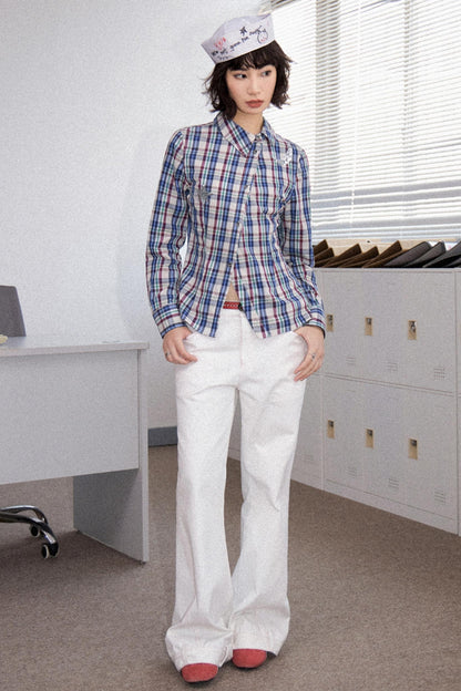 Pink Cotton Straight Jeans