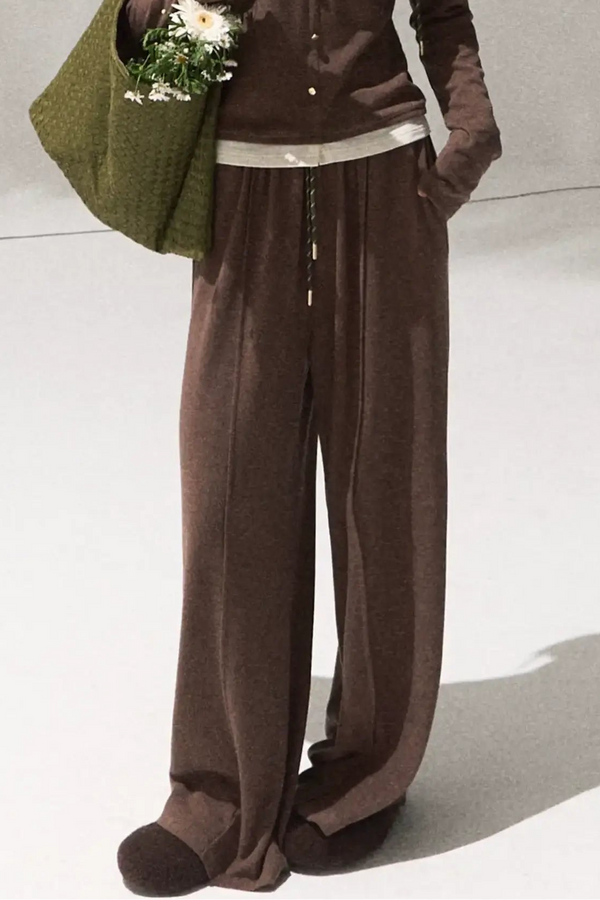 Tears Knit Top & Wide-Leg Pants Set-Up