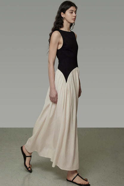 Colorblock Sleeveless Maxi Dress