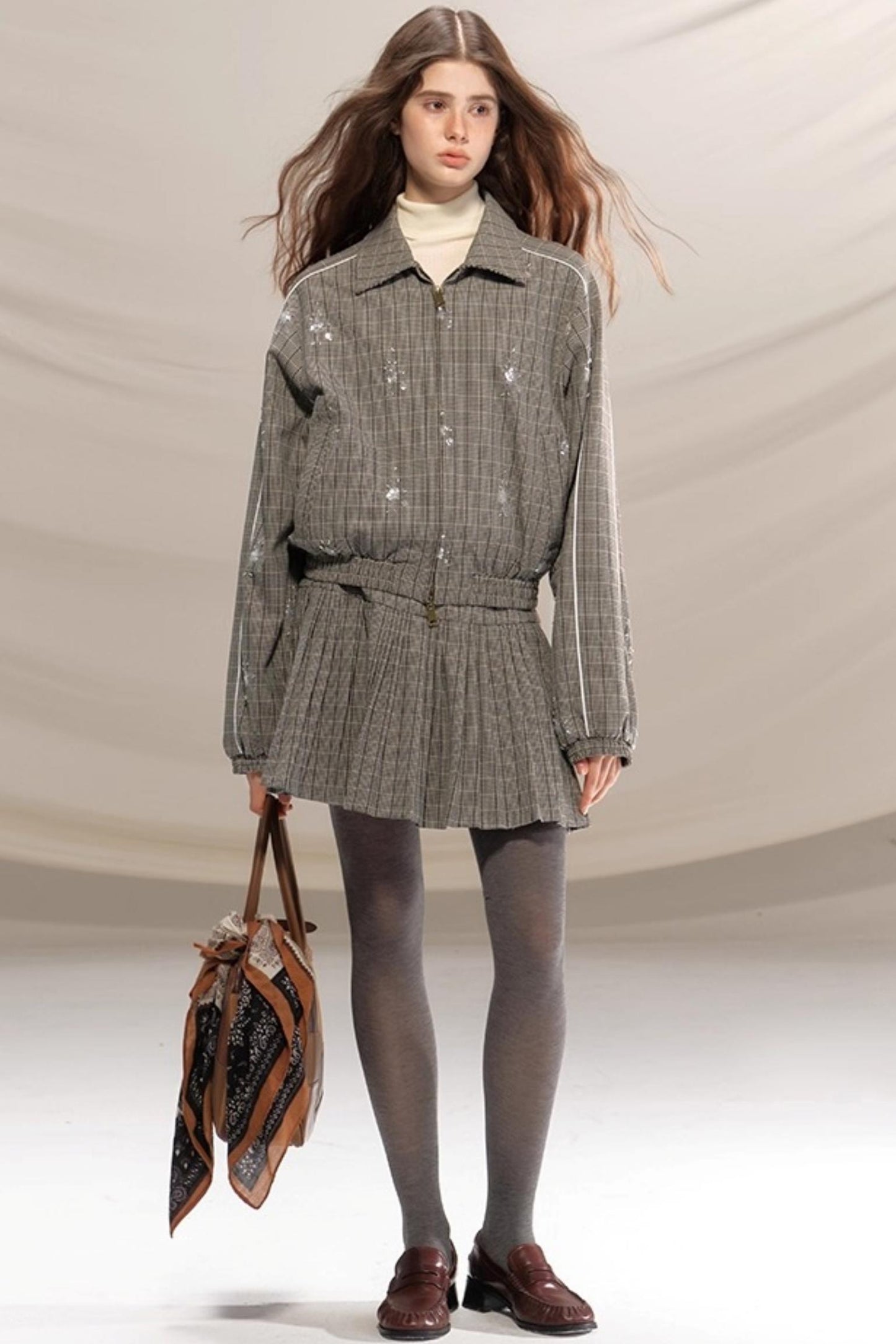 Gray Beaded Academy Jacket Set-Up