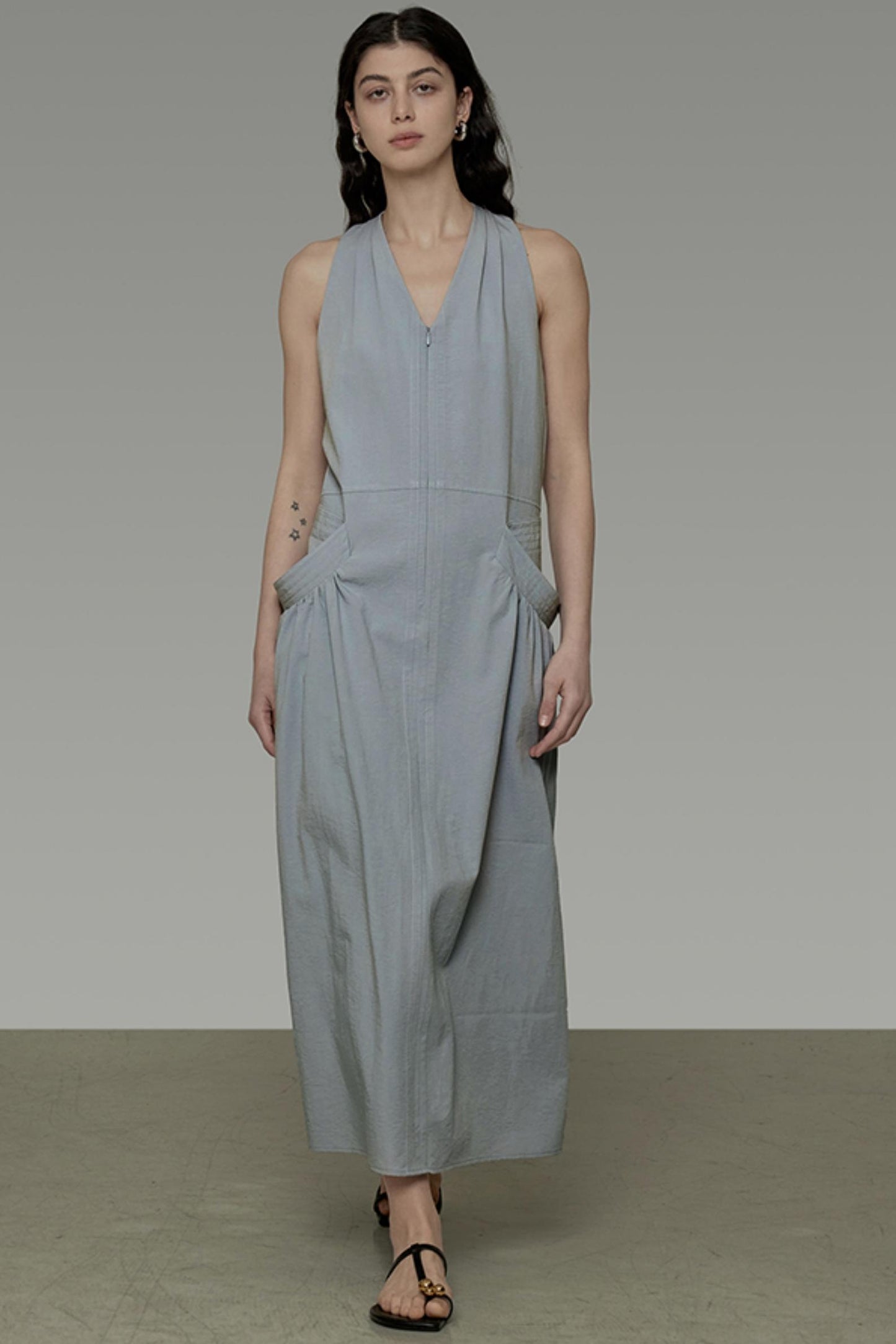 V-Neck Pocket Maxi Dress