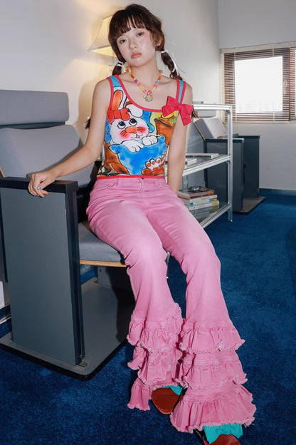 Girly Lace Denim Pants